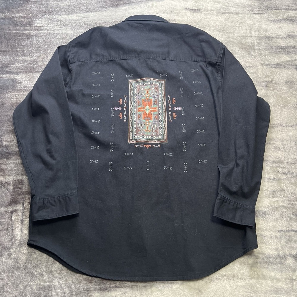 Three Rivers Southwestern Aztec Button Down Long Sleeve Trees In A Circle Sz XL